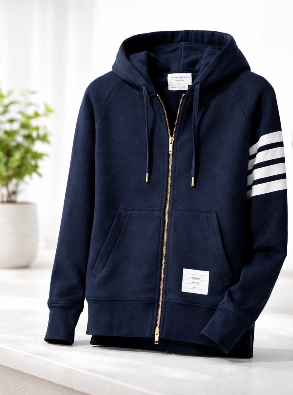 Thom Browne 100% Cashmere Zip Hoodie Navy 4-Bar Made Japan Size 2 Luxury